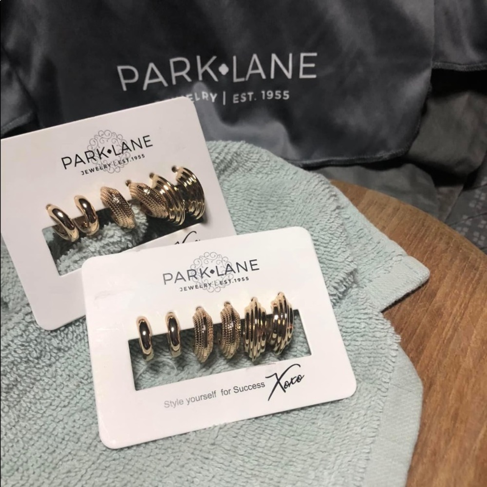 ONE LEFT. Park Lane new never worn -Vision earrings - Gold. 2 packages of 3.